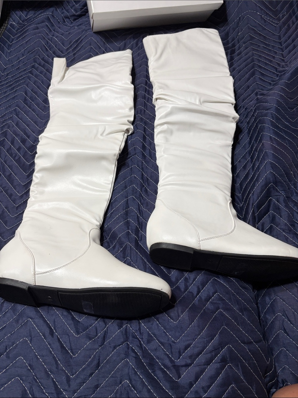 West Blvd White Over-the-Knee Slouch Flat Boots